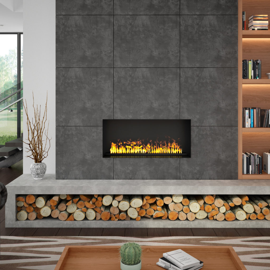 Rustic modern fireplace